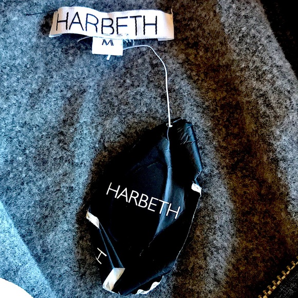 Women’s Harbeth gray and black hooded sweatshirt with zippered front close - Picture 3 of 6